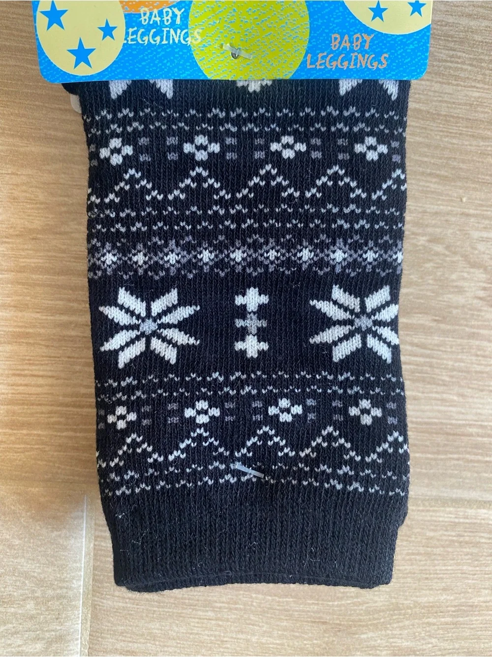 NWT Japanese Baby Leggings Size 12-18M Black Fair Isle Snowflake Pattern⁠